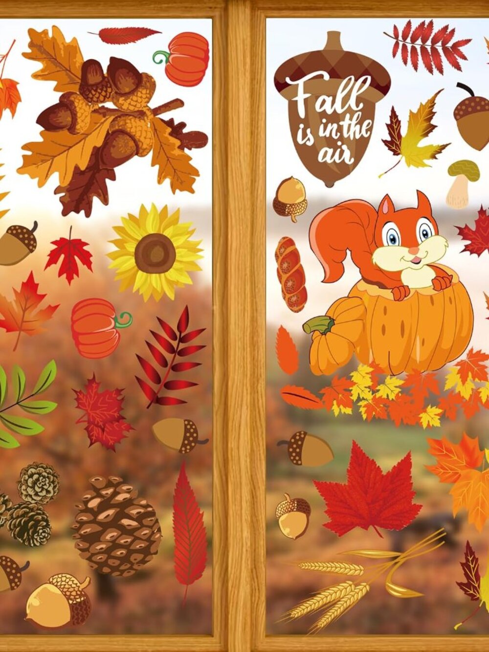 Fall Window Clings for Glass Thanksgiving Autumn Clings Decor for Windows